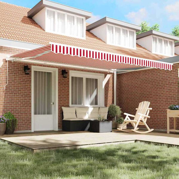 vidaXL Awning Striped Red and white 4.5 x 3.5 m Polyester and metal