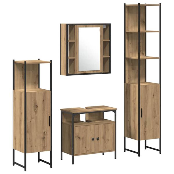 vidaXL Bathroom Furniture Set 4 pcs Artisan Oak Engineered Wood