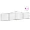 vidaXL Arched Gabion Baskets 15 pcs 400x30x80/100 cm Galvanised Iron