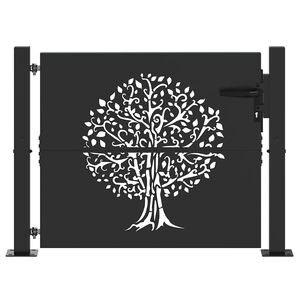 vidaXL Garden Gate with Lock Black 110 x 105 cm Powder-coated steel