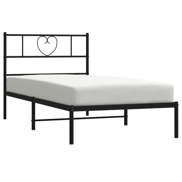 vidaXL Metal Bed Frame without Mattress with Headboard Black 90x200cm