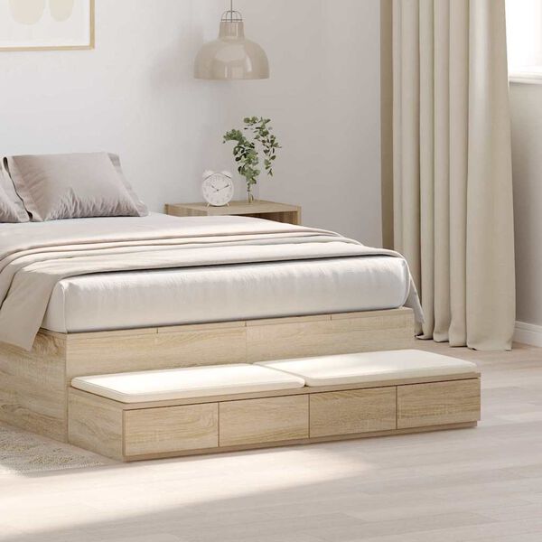 vidaXL Bed Drawers Sonoma Oak 120 x 36.5 x 16.5 cm Engineered Wood