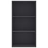 vidaXL 3-Tier Book Cabinet Grey 60x30x114 cm Engineered Wood