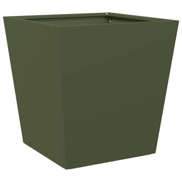 vidaXL Garden Planter Olive Green 40x40x40 cm Steel