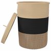 vidaXL Storage Basket with Lid Black and Beige Ø37x50 cm Cotton