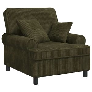 vidaXL XL Armchair with Cushions Green 1.5 Lines Fabric