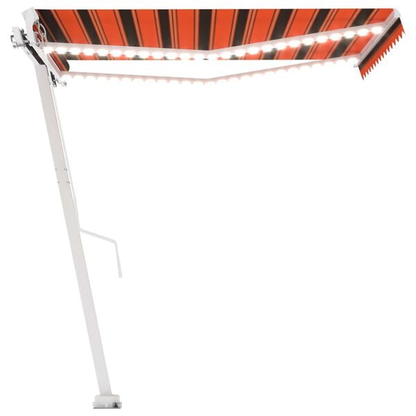 vidaXL Manual Retractable Awning with LED 350x250 cm Orange and Brown