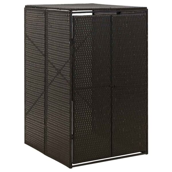 vidaXL Single Wheelie Bin Shed Black 70x80x117 cm Poly Rattan