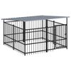 vidaXL Outdoor Dog Kennel with Roof Steel 3,75 m&sup2;