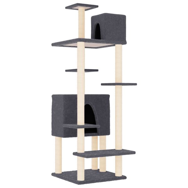 vidaXL Cat Tree with Sisal Scratching Posts Dark Grey 154 cm