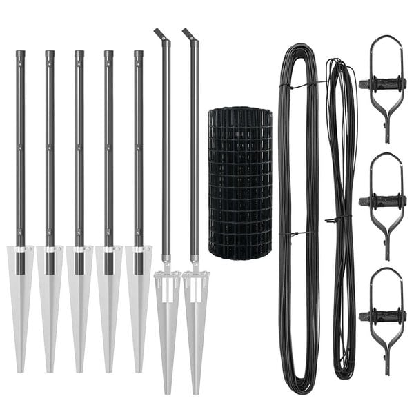 vidaXL Fence with Post Grey 0.8 x 10 m Steel and PVC