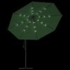 vidaXL Cantilever Garden Parasol with LED Lights and Metal Pole 350 cm Green