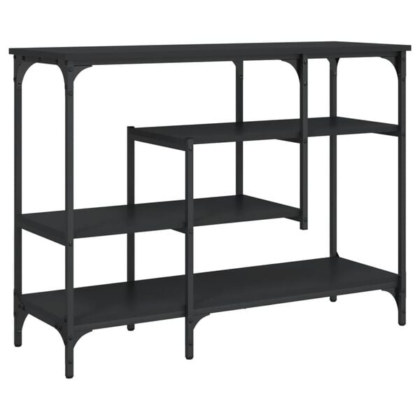 vidaXL Console Table with Shelves Black 100x35x75 cm