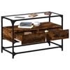 vidaXL TV Cabinet with Glass Top Smoked Oak 80x35x51 cm Engineered Wood