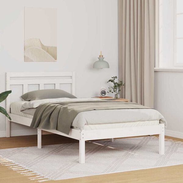 vidaXL Bed Frame White 80 x 200 cm Solid Pine Wood