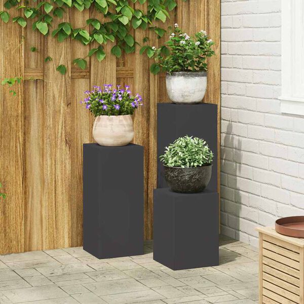 vidaXL Plant Stand 3 pcs Black Steel