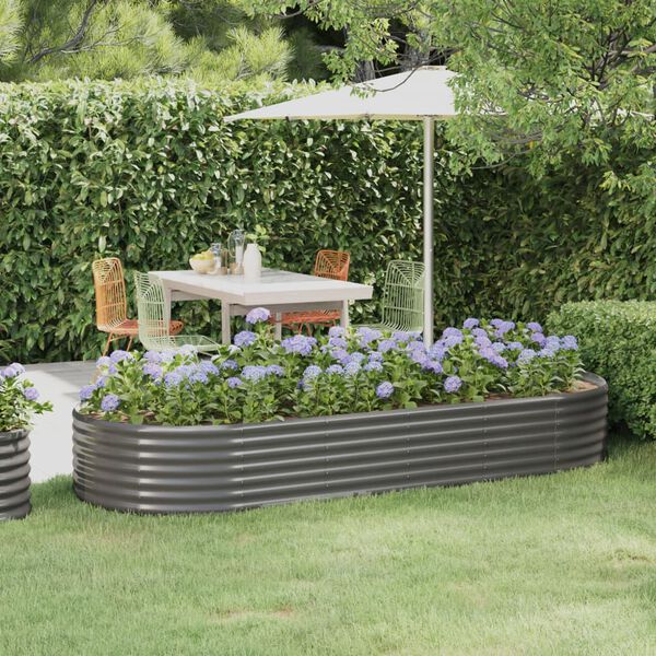 vidaXL Garden Raised Bed Galvanised Steel 249x100x36 cm Grey