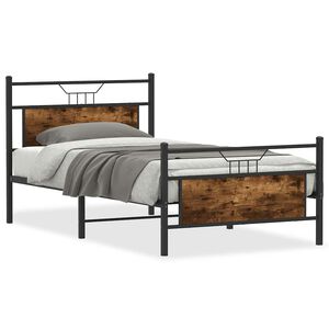vidaXL Bed Frame without Mattress Smoked Oak 107x203 cm Engineered Wood