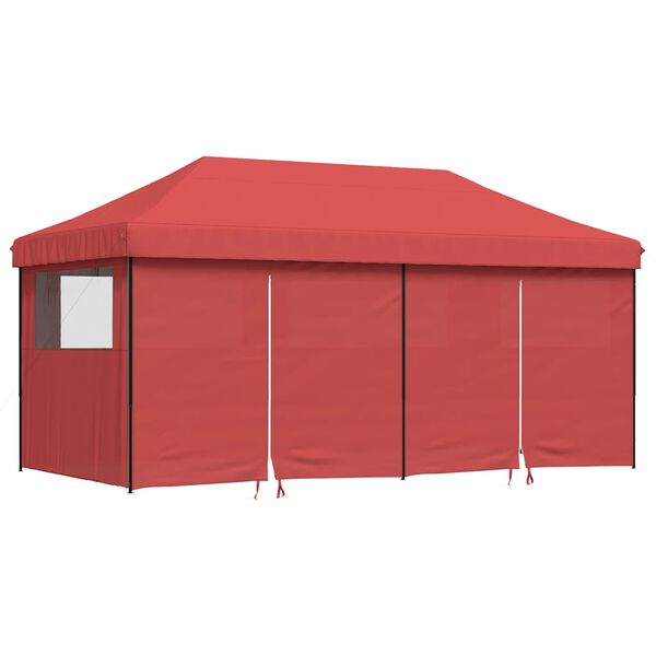 vidaXL Foldable Party Tent Pop-Up with 4 Sidewalls Burgundy