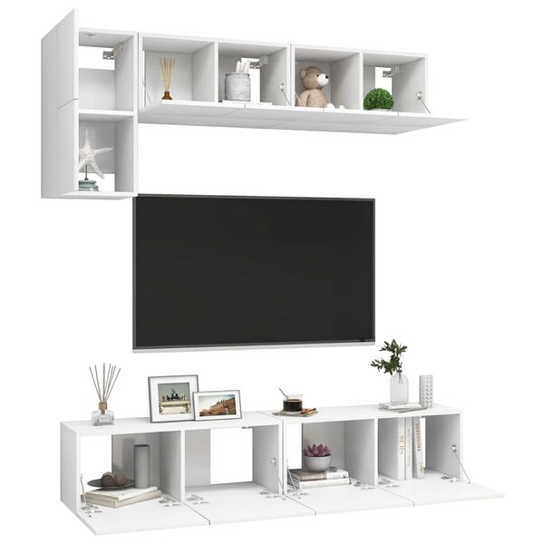 vidaXL 5 Piece TV Cabinet Set White Engineered Wood