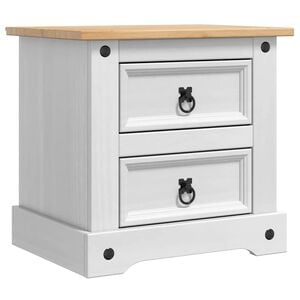 vidaXL Bedside Table Corona White 53 x 39 x 47 cm Solid Pine Wood