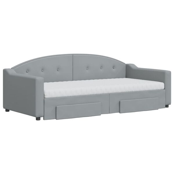 vidaXL Daybed with Trundle and Drawers Dark Grey 90x190 cm Fabric