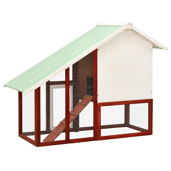 vidaXL Rabbit Hutch Red and White 140x63x120 cm Solid Firwood