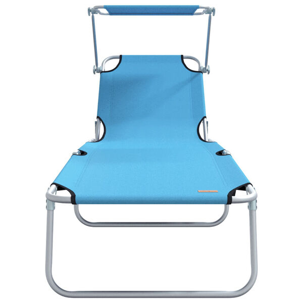 vidaXL Sun Lounger Folding 2-person 2 pcs Blue 58 x 188 x 77cm Fabric