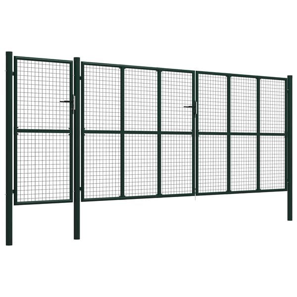vidaXL Fence Gate with Lock Green 175 cm Steel