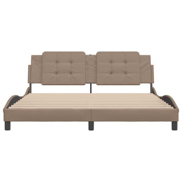 vidaXL Bed Frame without Mattress "Zadar" Cappuccino 180x200 cm Super King Faux Leather