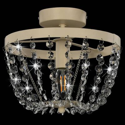 vidaXL Ceiling Lamp with Crystal Beads White Round E14