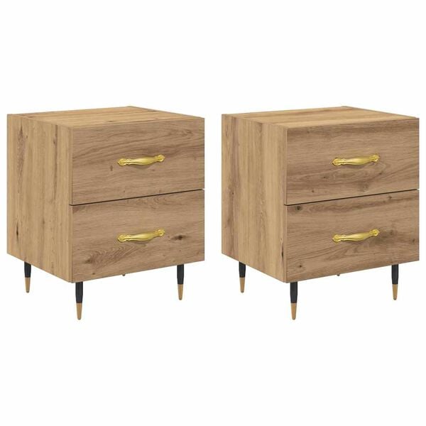vidaXL Bedside Cabinet with Drawer 2 pcs Artisan Oak 40 x 35 x 47.5 cm