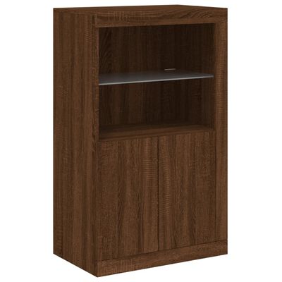 vidaXL Side Cabinet with LED Lights Brown Oak Engineered Wood