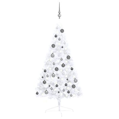 vidaXL Artificial Half Pre-lit Christmas Tree with Ball Set White 120 cm