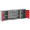 vidaXL Tool Cabinet with Shelf with Lock Red and Grey 150 x 20 x 55 cm