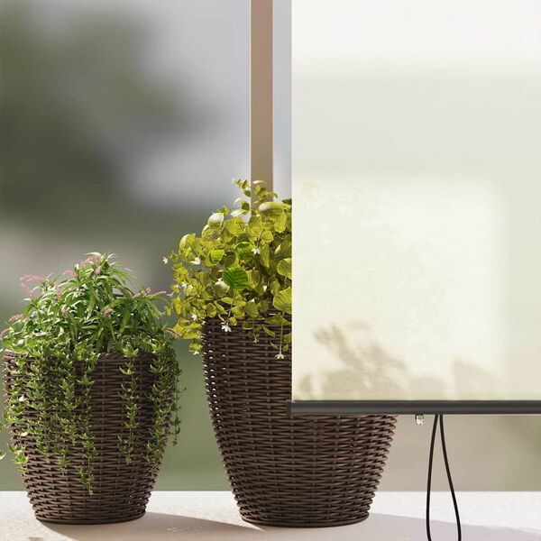 vidaXL Outdoor Roller Blind Striped Manual Cream 220 x 250 cm Fabric