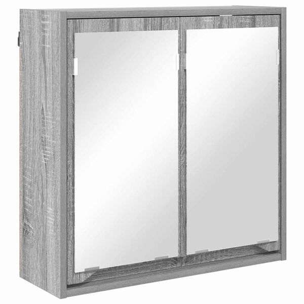 vidaXL Bathroom Mirror Cabinet with Shelf Grey Sonoma 60 x 20 x 60 cm