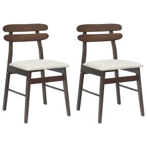 vidaXL Dining Chair 2 pcs Light Brown and Light Solid Rubber Wood