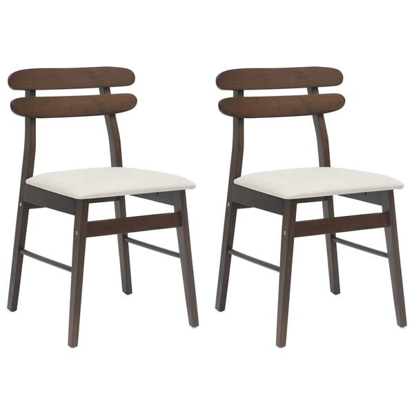 vidaXL Dining Chair 2 pcs Light Brown and Light Solid Rubber Wood