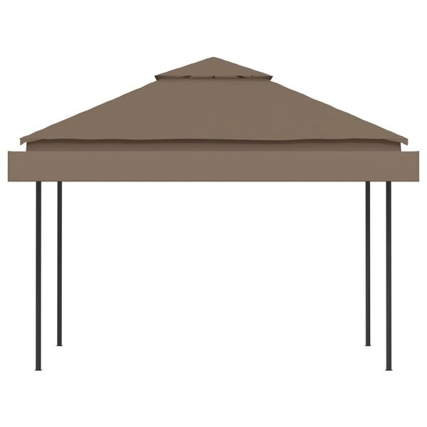 vidaXL Gazebo with Double Extending Roofs 3x3x2.75 m Taupe 180g/m&sup2;
