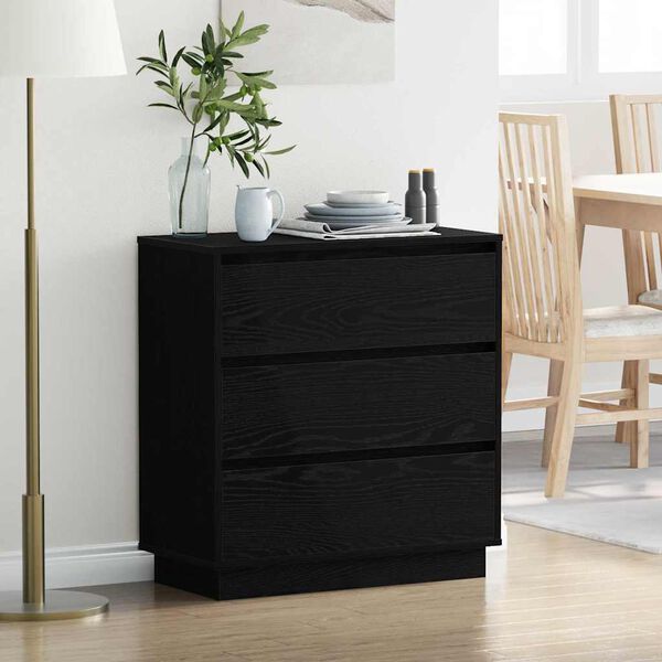 vidaXL Bedside Cabinet Black Oak 71 x 34.5 x 75 cm Engineered wood