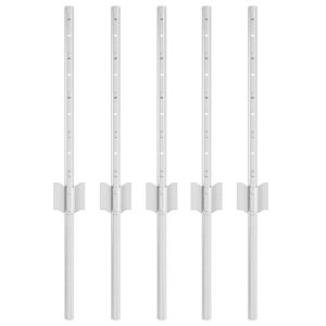 vidaXL Fence Post 5 pcs Silver 40 cm Steel