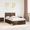 vidaXL Bed Frame Smoked Oak 120 x 200 cm Solid Pine Wood