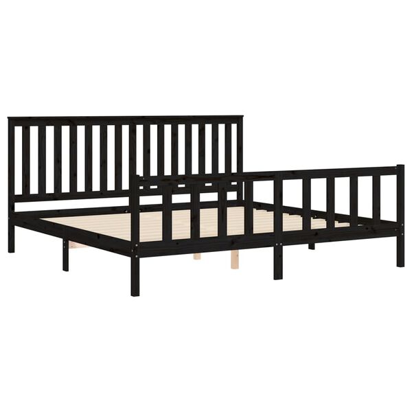 vidaXL Bed Frame without Mattress Black 200x200 cm Solid Wood Pine