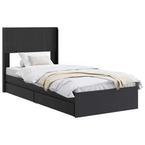 vidaXL Bed Frame with Storage and Headboard Black 75 x 190 cm
