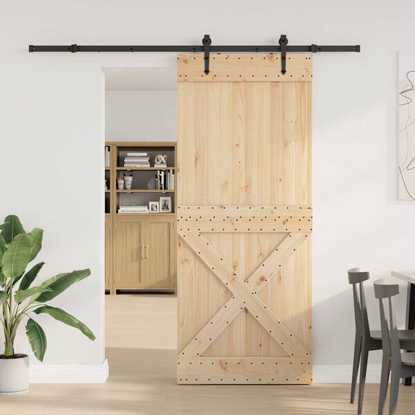 vidaXL Sliding Door with Hardware Set 95x210 cm Solid Wood Pine