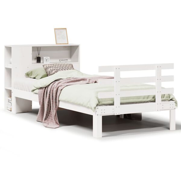 vidaXL Bookcase Bed without Mattress White 90x190 cm Single Solid Wood Pine
