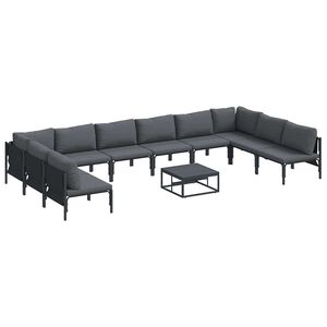 vidaXL Garden Sofa Set 11 pcs Black Steel