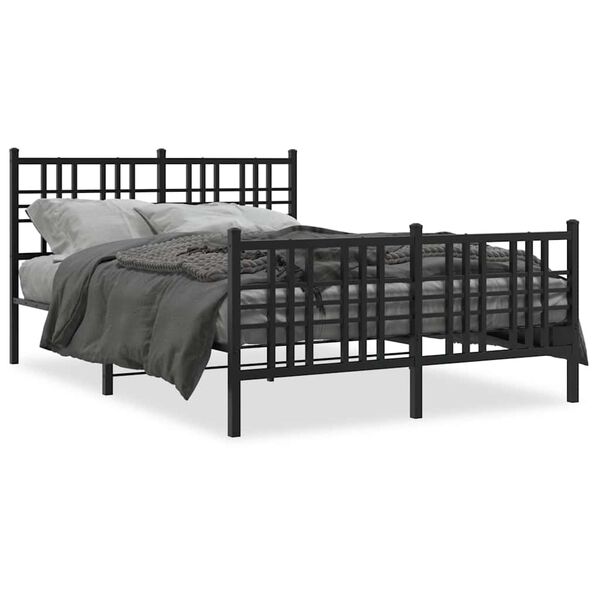 vidaXL Metal Bed Frame without Mattress with Footboard Black 120x200cm
