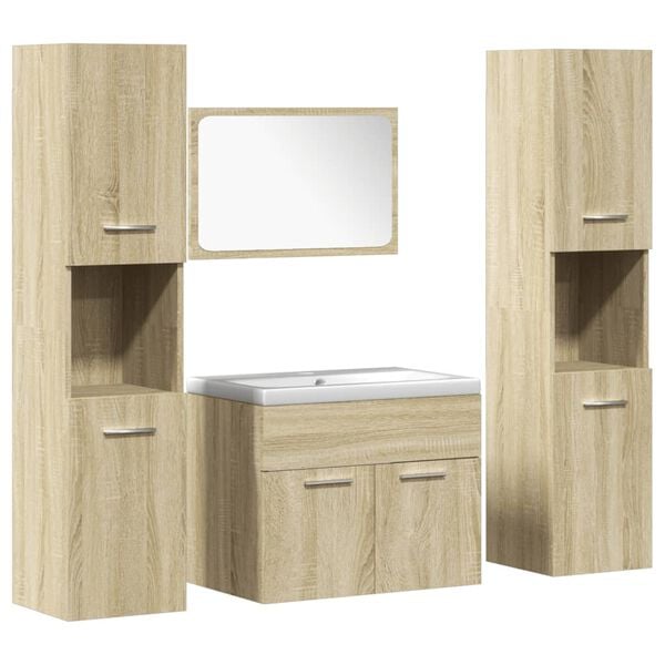 vidaXL 5 Piece Bathroom Furniture Set Sonoma Oak Engineered Wood